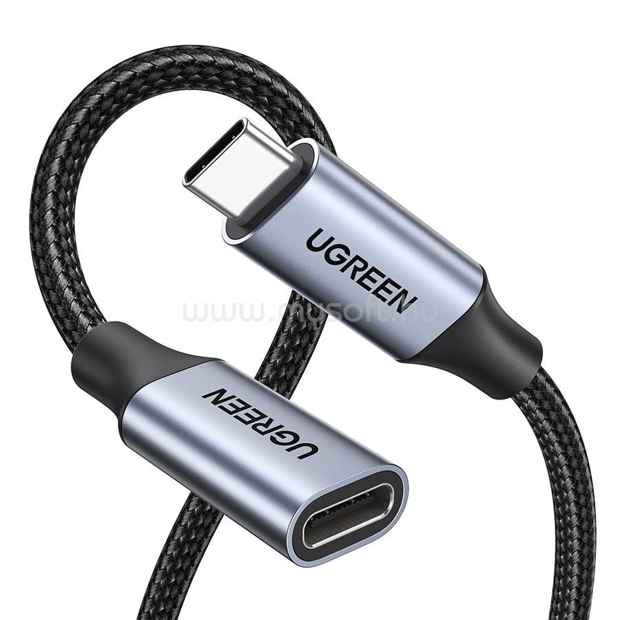 UGREEN USB-C apa - anya Gen2 5A fonott kábel 0.5 m fekete US372