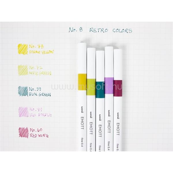 UNI Emott No.8 Retro Colors 5db-os vegyes színű tűfilc készlet