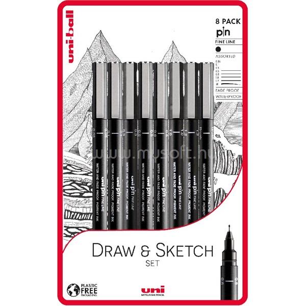 UNI PIN Draw and Sketch 8db/csomag rajzmarker készlet
