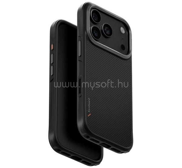 UNIQ iPhone 18 Pro / 17 Pro UNIQ KEVA szilikon telefonvédő ütésállóság, karbon minta, FEKETE