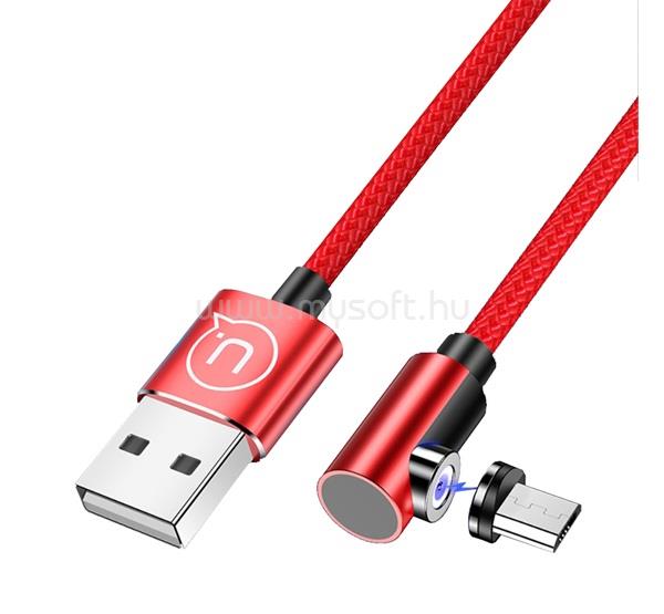 USAMS USAMS US-SJ446 U54 adatkábel USB - microUSB mágneses csatlakozó, 100cm, PIROS