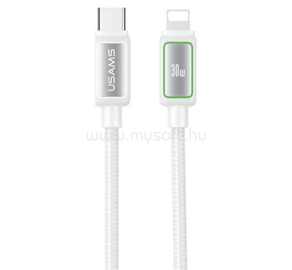 USAMS iPhone 14 Plus / 14 Pro Max / 14 Pro USAMS Al-Alloy U110 adatkábel USB - lightning, 120cm, FEHÉR