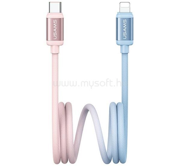 USAMS iPhone 14 Plus / 14 Pro Max / 14 Pro USAMS SJ757 BICOLOR adatkábel Type-C - lightning, 120cm, KÉK/RÓZSASZÍN