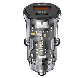 USAMS USAMS US-CC164 C32 autós töltő USB+Type-C aljzat 30W, PD gyorstöltő, FEKETE CC164CC01 small