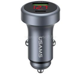 USAMS USAMS CC327 autós töltő USB+Type-C aljzat 45W, LED kijelző, SÖTÉTSZÜRKE CC327CC01 small