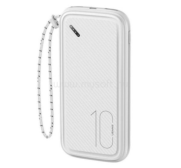 USAMS USAMS US-CD150 vésztöltő 2 USB/Type-C/microUSB 10000mAh, kézpánt, FEHÉR