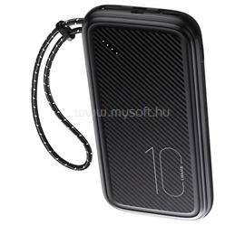 USAMS USAMS US-CD150 vésztöltő 2 USB+Type-C+microUSB 10000mAh, kézpánt, FEKETE 10KCD15001 small