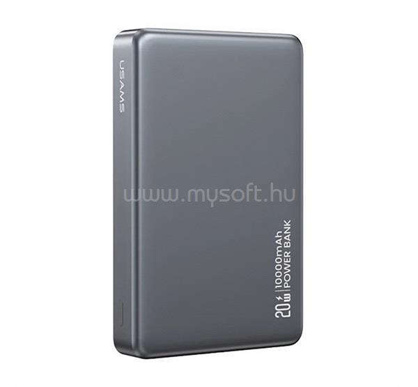 USAMS USAMS CY SERIES vésztöltő Type-C 10000mAh, PD gyorstöltő, TITÁNSZÜRKE