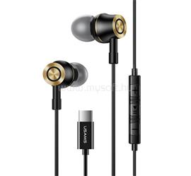 USAMS EP-43 fülhallgató SZTEREO Type-C, hangerőszabályzó, FEKETE SJ482_B small