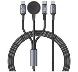 USAMS USAMS HUAN adatkábel 3in1 Type-C - 2 Type-C/Apple Watch töltő, 120cm, SZÜRKE SJ785USB01 small