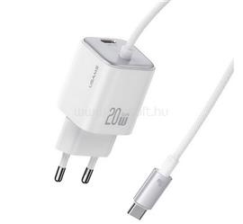 USAMS USAMS JC MINI hálózati töltő Type-C aljzat 20W, GaN + fix Type-C kábel, FEHÉR CC261TC02 small