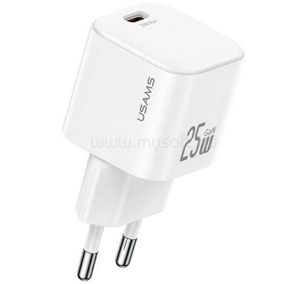 USAMS USAMS JC MINI hálózati töltő Type-C aljzat 25W, GaN, FEHÉR