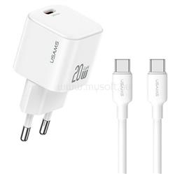 USAMS USAMS JO hálózati töltő Type-C aljzat 20W, PD gyorstöltő + Type-C kábel, FEHÉR JOXLTZ04 small