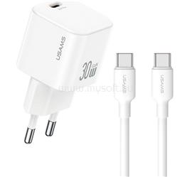 USAMS USAMS JO hálózati töltő Type-C aljzat 30W, PD gyorstöltő + Type-C kábel, FEHÉR JOXLTZ01 small