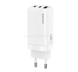 USAMS MT hálózati töltő 2 Type-C+USB aljzat 65W, PD gyorstöltő 3.0, FEHÉR CC110TC02 small