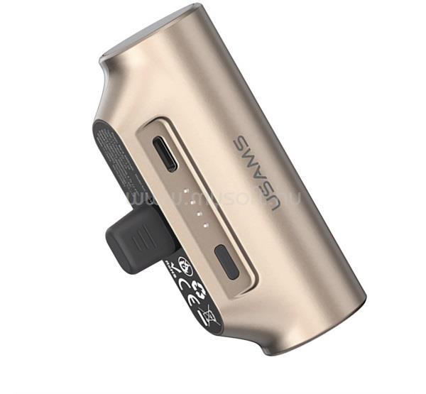USAMS PB79 vésztöltő Type-C aljzat 3000mAh, Type-C csatlakozó, ARANY