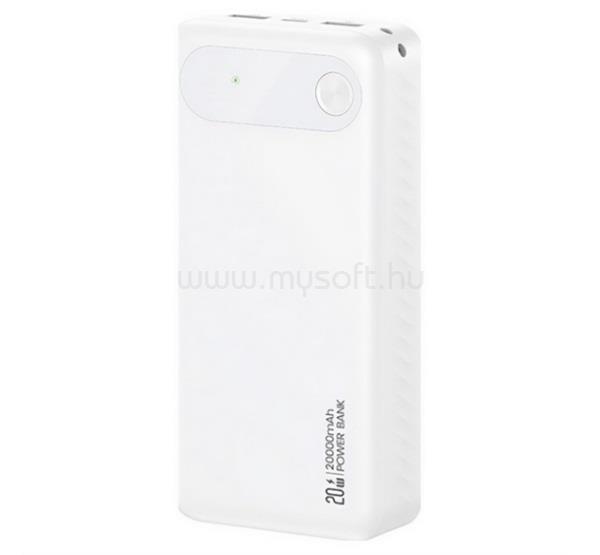 USAMS PB80 vésztöltő 2 USB+Type-C 20000mAh, PD gyorstöltő, FEHÉR