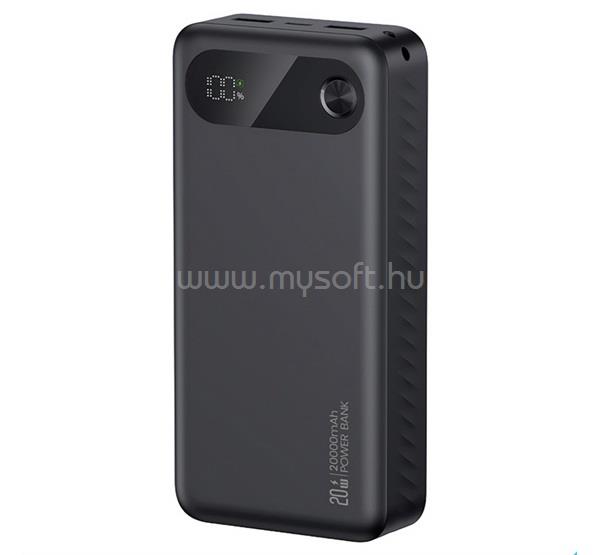 USAMS USAMS PB80 vésztöltő 2 USB+Type-C 20000mAh, PD gyorstöltő, FEKETE