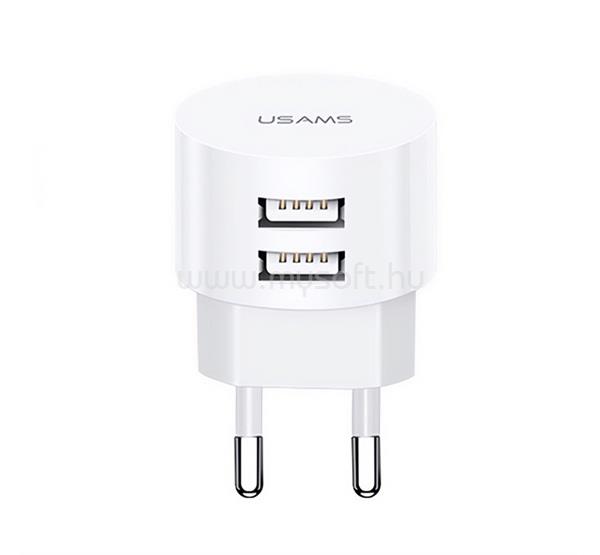 USAMS USAMS US-CC080 T20 hálózati töltő 2 USB aljzat 10W, gyorstöltő, FEHÉR