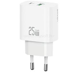 USAMS T65 hálózati töltő USB+Type-C aljzat 25W, PD gyorstöltő, FEHÉR CC315TC02 small