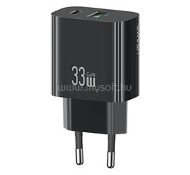 USAMS USAMS T65 hálózati töltő USB+Type-C aljzat 33W, PD gyorstöltő, FEKETE CC317TC01 small