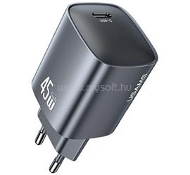 USAMS USAMS T66 hálózati töltő Type-C aljzat 45W, PD gyorstöltő, SÖTÉTSZÜRKE CC323TC01 small