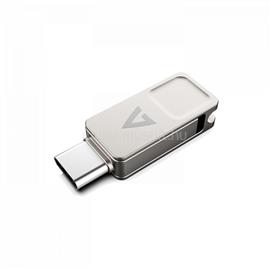 V7 128GB TYPE-C+USB 3.2GEN1 SILVER USB A FLASH DRIVE + TYPE-C VF3128GTC small