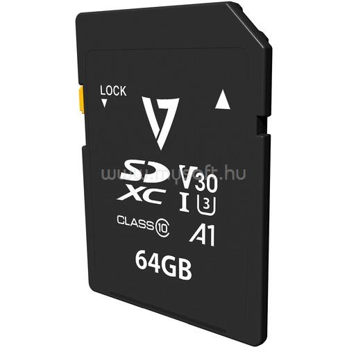 V7 64GB SDXC V30 U3 A1 CL10 4K UHDMAX 95MB/S READ 30MB/S WRT