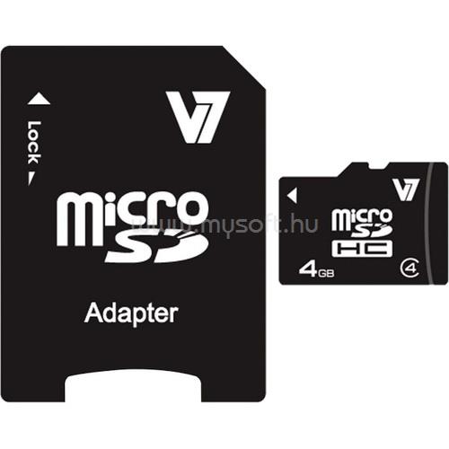 V7 MICROSDHC CARD 4GB CL4 INCL SD ADAPTER RETAIL