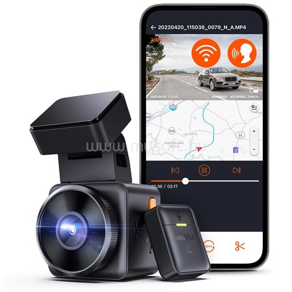 VANTRUE Dash Cam - E1 (WiFi+GPS autós kamera, 1944p, HDR, Hangutasítás,512GB MicroSD támogatás,veznélküli távirányító)