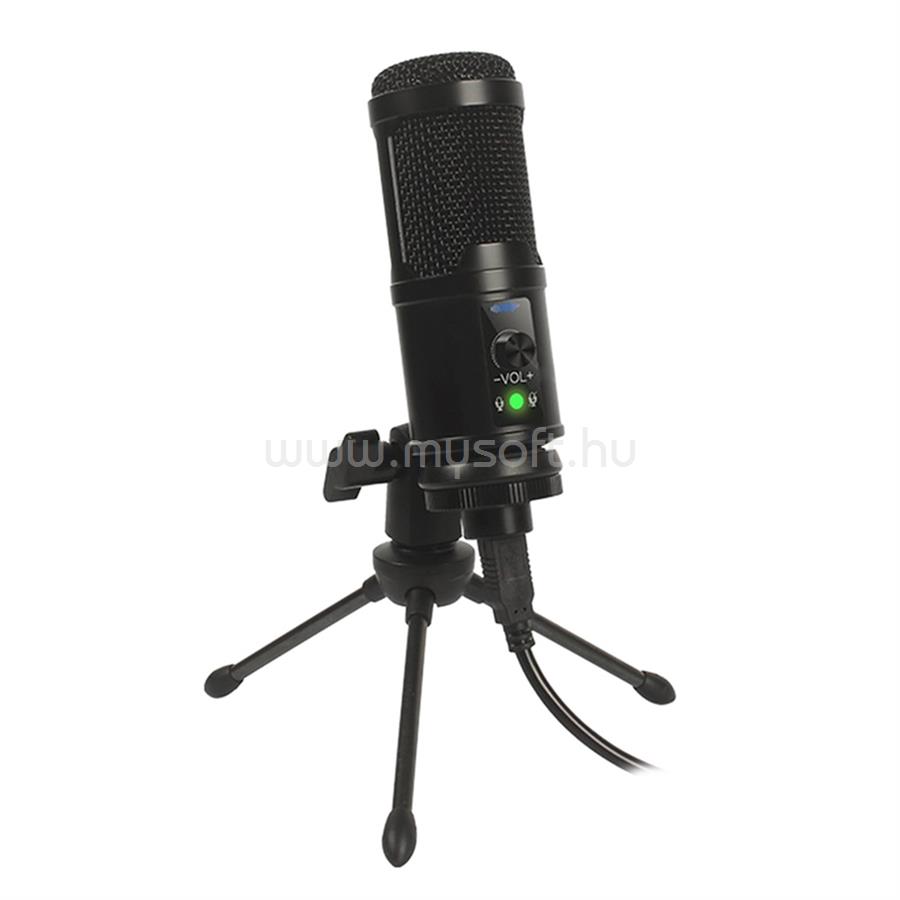 VARR VGMTB2 USB gaming mikrofon szett, mikrofon+állvány+szivacs (fekete)