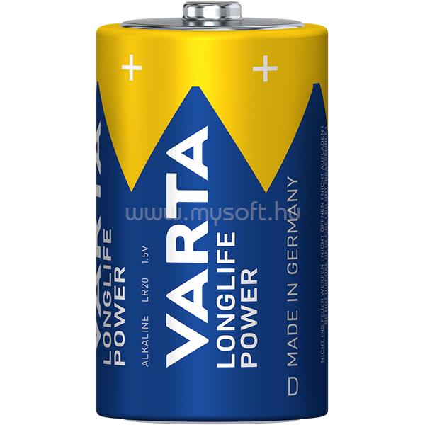VARTA 4920121422 Longlife Power góliát D (LR20) elem 2db/csomag (műanyagmentes csomagolás)