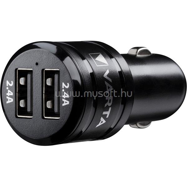 VARTA 57931101401 4,8A univerzális 2xUSB fekete autós töltő Micro USB kábellel