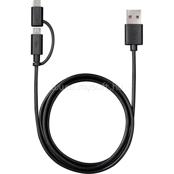 VARTA 57948101401 1m 2in1 USB - microUSB/Type C fekete adat- és töltőkábel