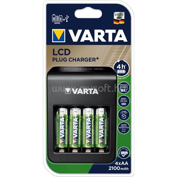 VARTA LCD Plug Charger/4db AA 2100mAh akku/akku töltő