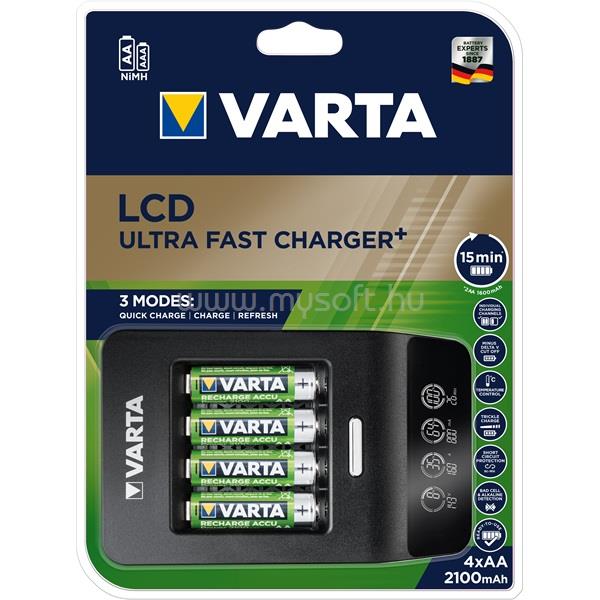 VARTA LCD Ultra Fast Charger/4db AA 2100mAh akku/akku töltő