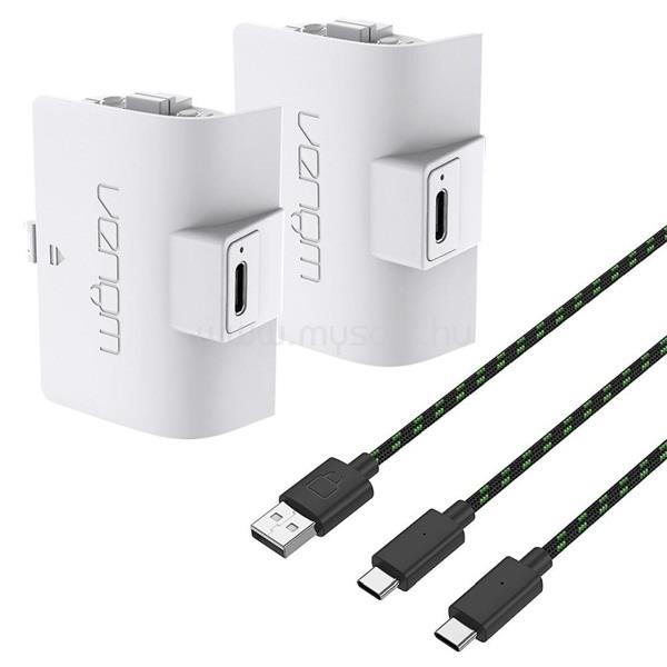 VENOM Xbox Series S & X fehér magas kapacítású (1100mAh) akkucsomag (2 db) + 3 méter töltőkábel