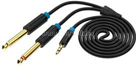 VENTION 3.5mm jack/M -> 2*6.5mm jack/M, 1m, (TRS, fekete, audio), kábel BACBF small