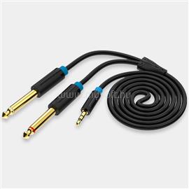 VENTION 3.5mm jack/M -> 2*6.5mm jack/M, 3m, (TRS, fekete, audio), kábel BACBI small