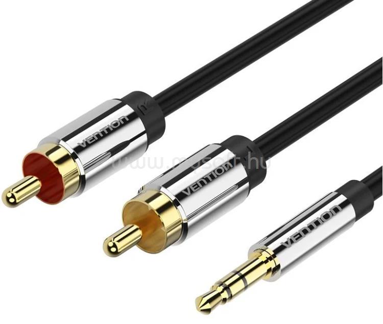 VENTION 3.5mm jack/M -> 2*RCA/M, audio, aranyozott, fémházas 1m kábel