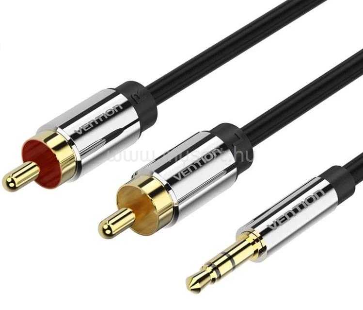 VENTION 3.5mm jack/M -> 2*RCA/M audio, aranyozott, fémházas 2m kábel