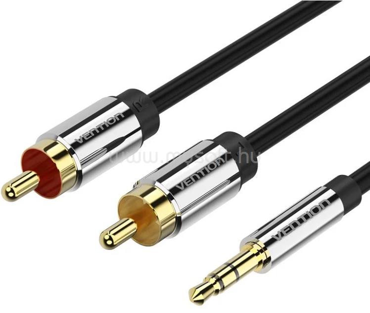 VENTION 3.5mm jack/M -> 2*RCA/M audio, aranyozott, fémházas 3m kábel