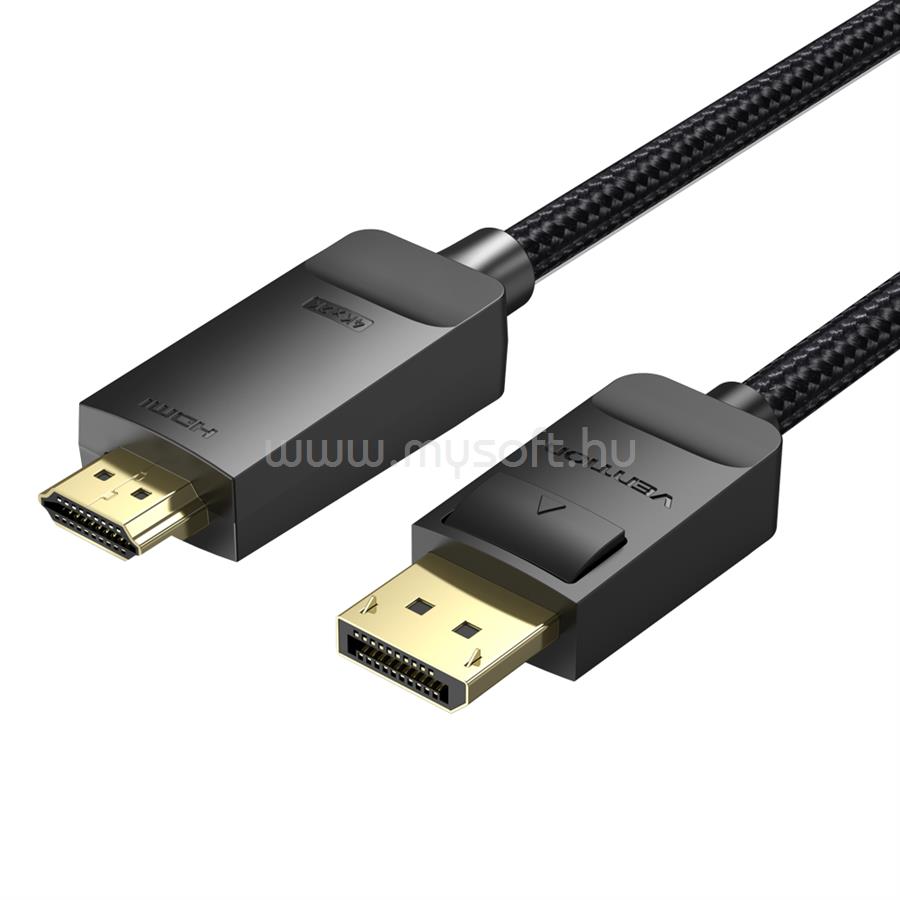 VENTION DisplayPort/M -> HDMI 4K,szövet 5m, kábel (fekete)