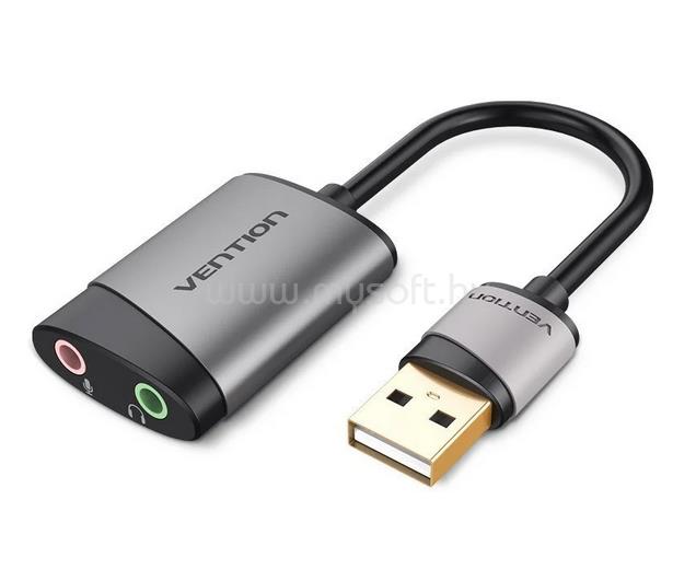 VENTION USB 2.0 -> 3,5mm/F külső OMTP-CTIA 0,15m hangkártya (szürke)