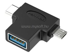 VENTION USB 3.0 -> micro USB + USB-C hármas elosztó adapter (fekete) CDIB0 small