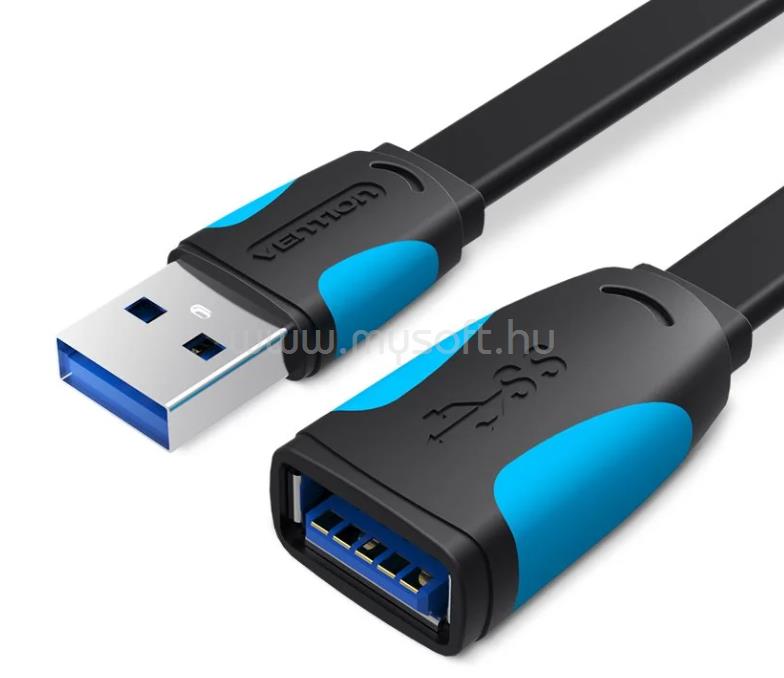 VENTION USB 3.0 hosszabbító, lapos 2m, kábel (fekete)