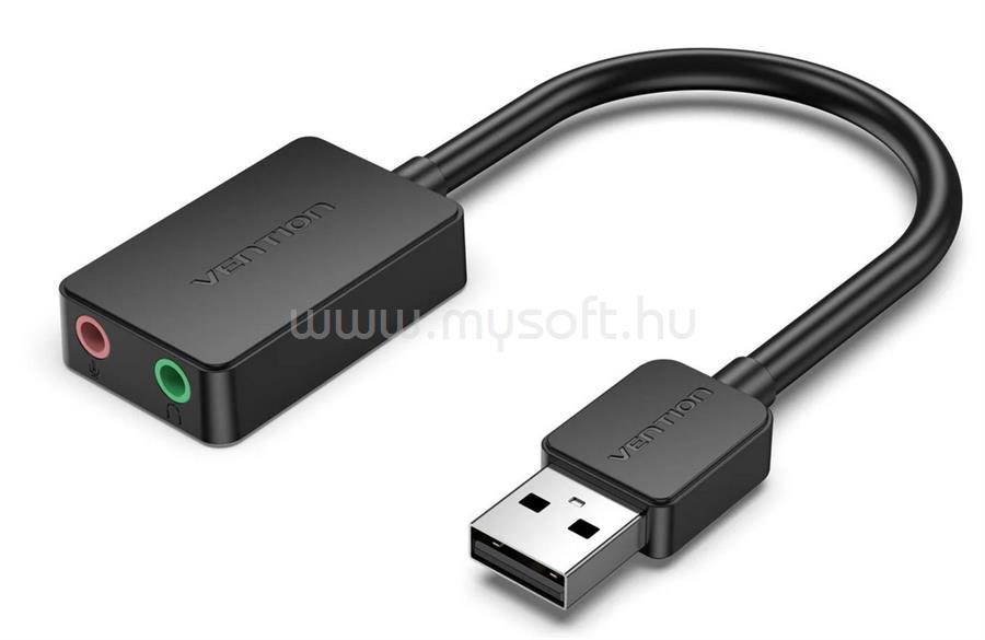 VENTION USB-A 2.0/M -> 2*3,5mm/F külső 0,15m hangkártya (fekete)