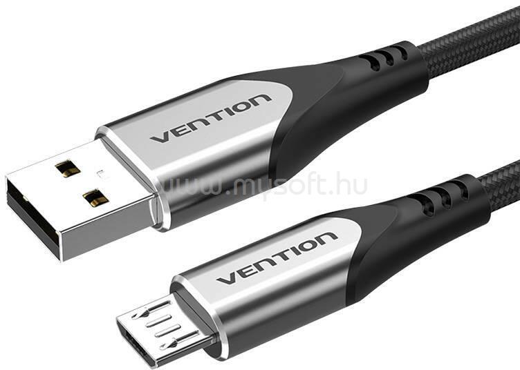 VENTION USB-A 2.0/M -> Micro USB-B/M,1m szövet 3A kábel (szürke)