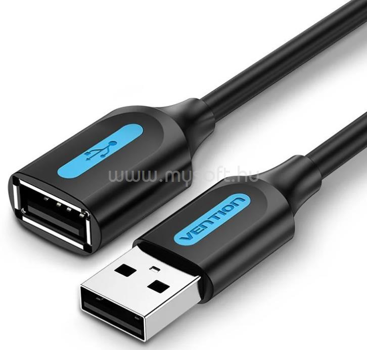 VENTION USB-A 2.0/M -> USB-A 2.0/F  hosszabbító PVC 3m kábel (fekete)