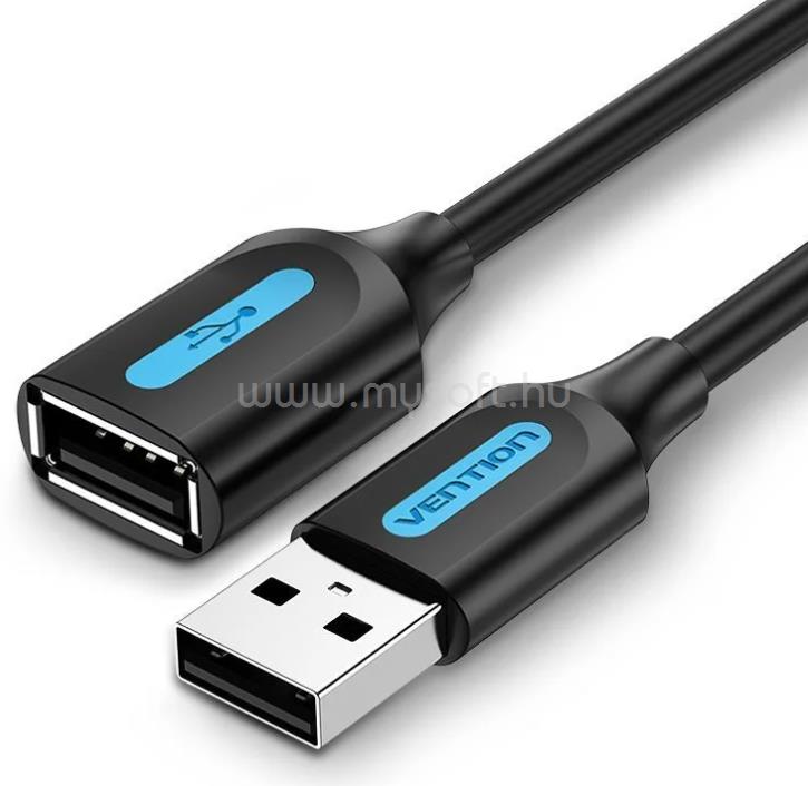 VENTION USB-A 2.0/M -> USB-A 2.0/F hosszabbító, PVC 5m kábel (fekete)